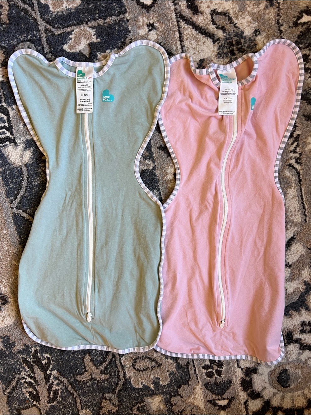 Love to dream Pink & Sage Swaddle-Style Sleep Sacks, 2-Pack